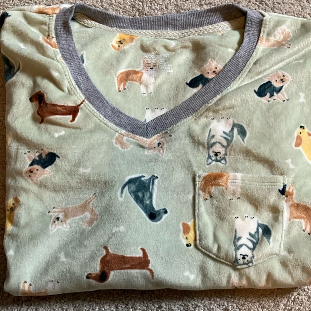 Cuddl Duds Women S Mint Light Green Puppy Dog Plush Top - Picture 1 of 4